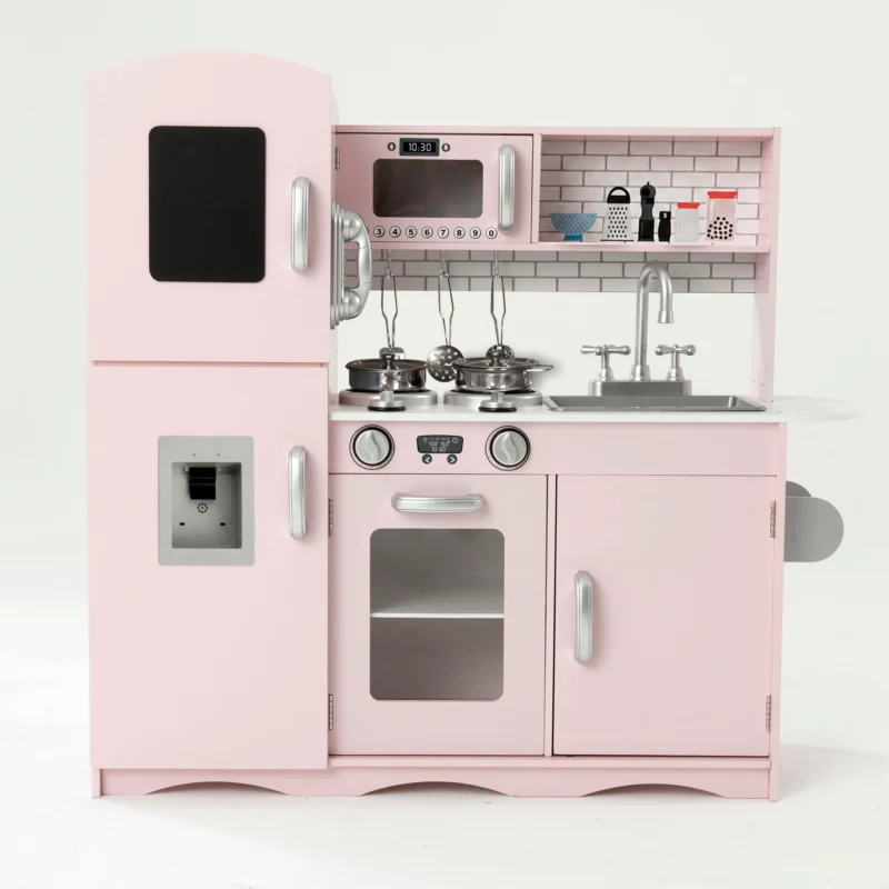 Wooden Play Kitchen with Accessories – Soft Pink - Image 5