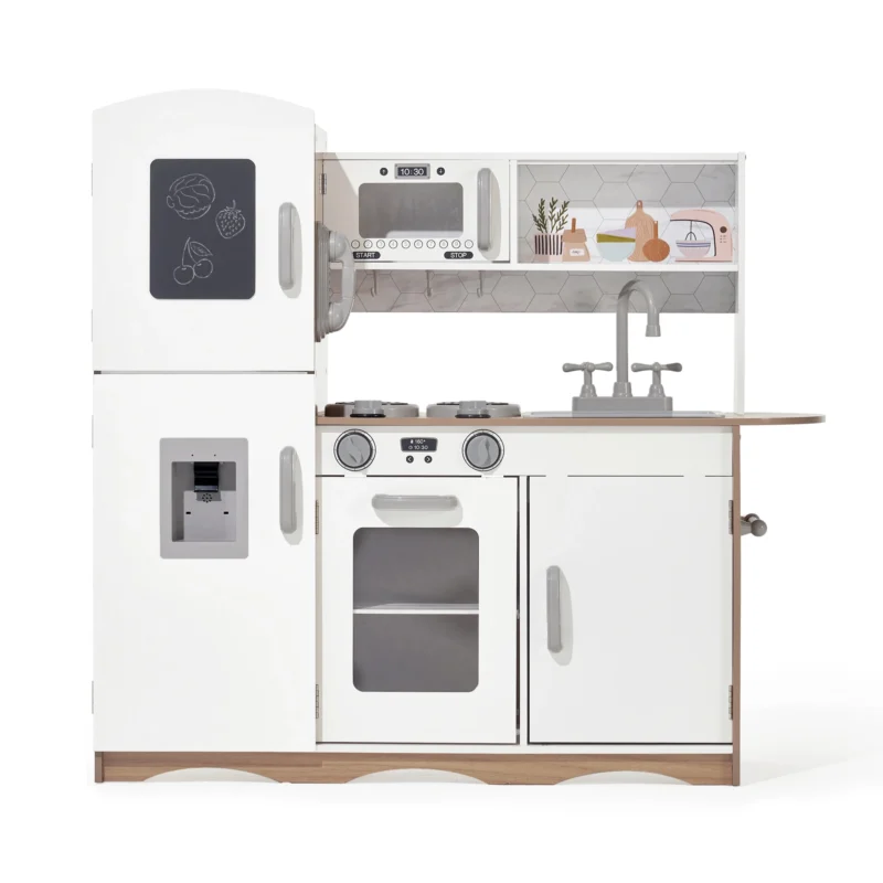 Modern Wooden Play Kitchen - Classic White - Image 5