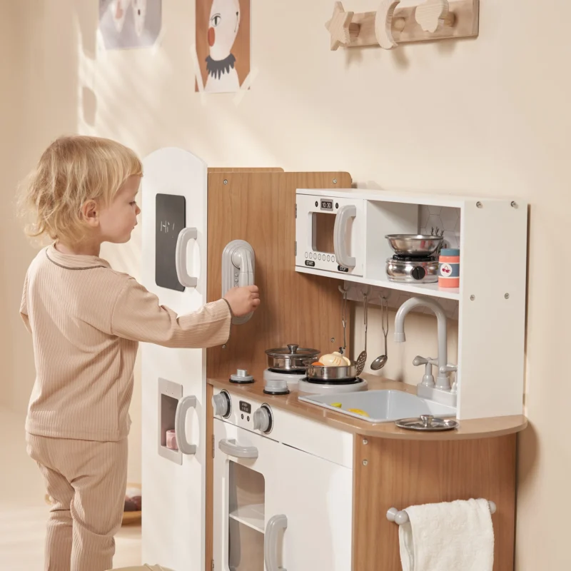 Modern Wooden Play Kitchen - Classic White - Image 2