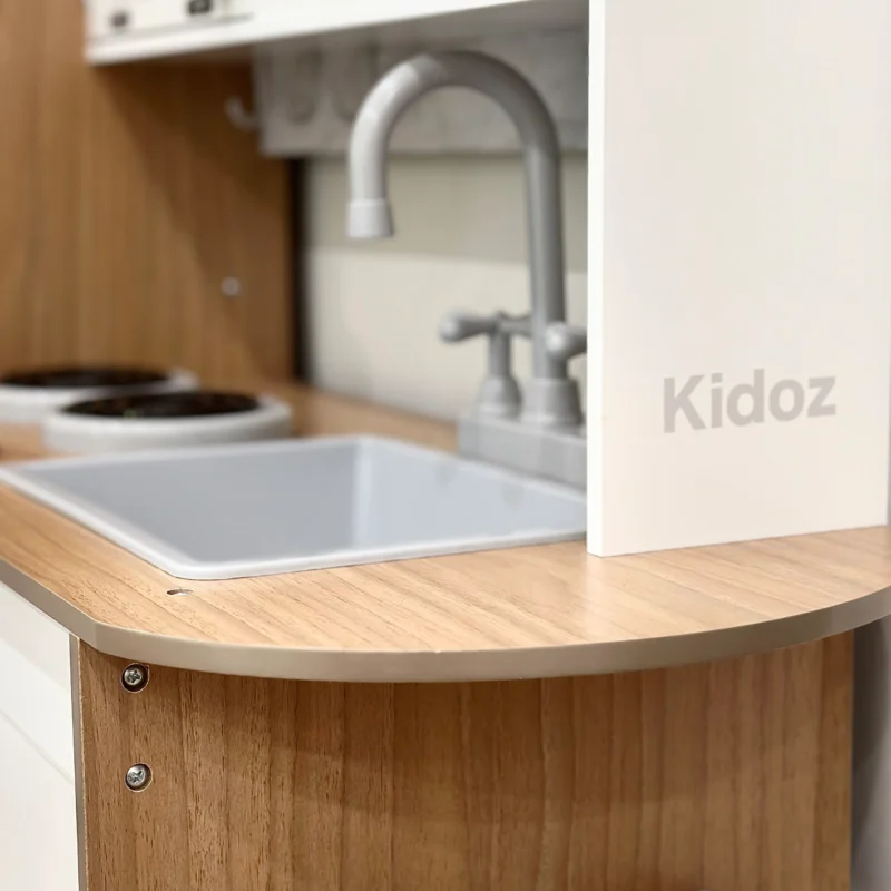 Modern Wooden Play Kitchen - Classic White - Image 4